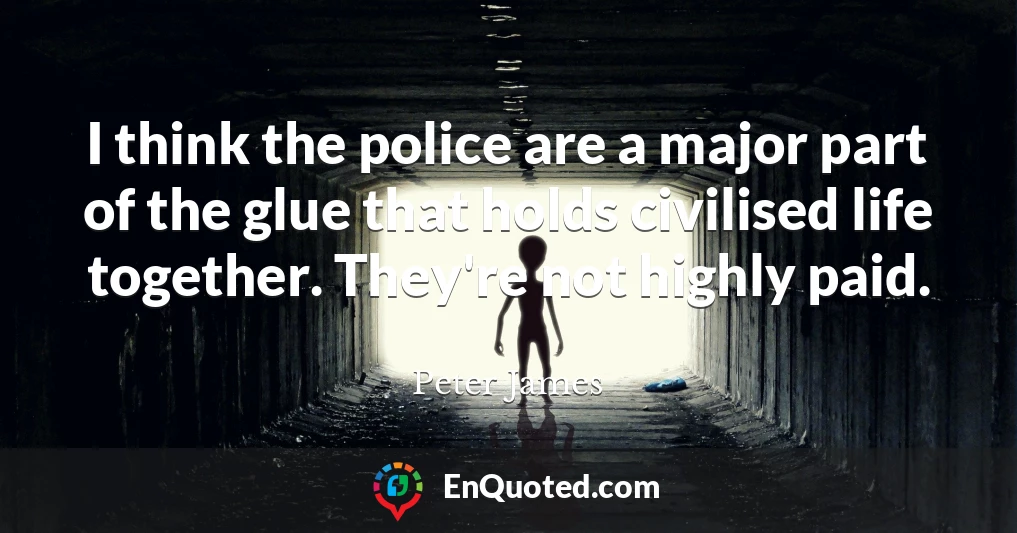 I think the police are a major part of the glue that holds civilised life together. They're not highly paid.