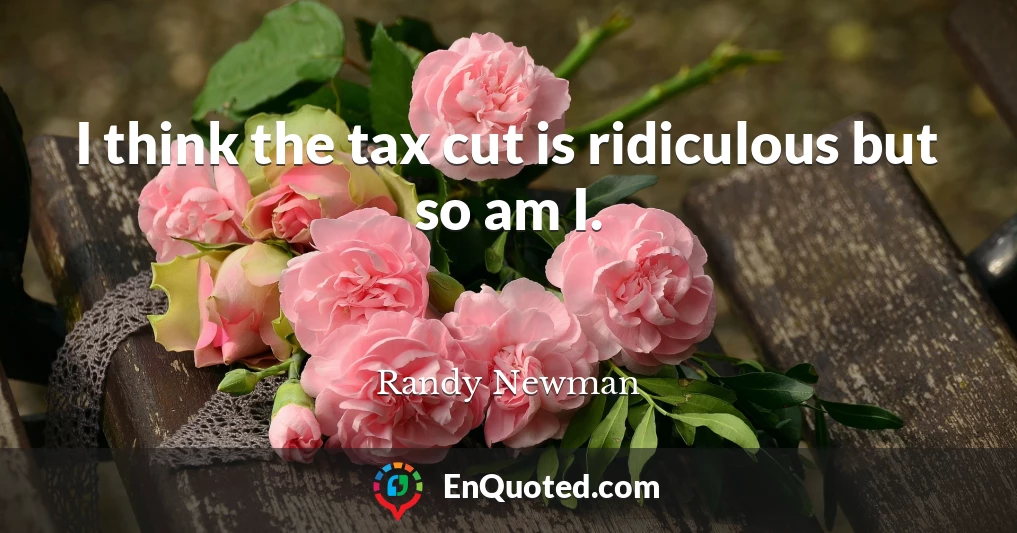 I think the tax cut is ridiculous but so am I.
