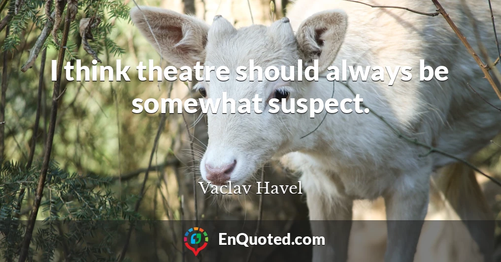 I think theatre should always be somewhat suspect.