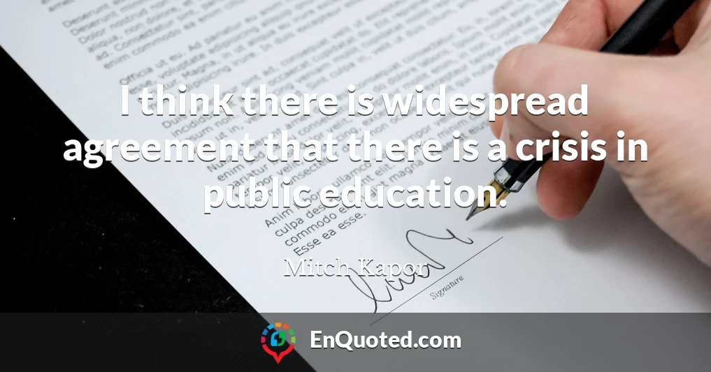 I think there is widespread agreement that there is a crisis in public education.