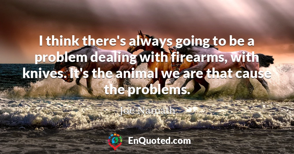 I think there's always going to be a problem dealing with firearms, with knives. It's the animal we are that cause the problems.