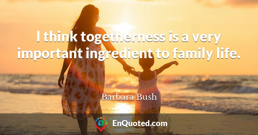 I think togetherness is a very important ingredient to family life.