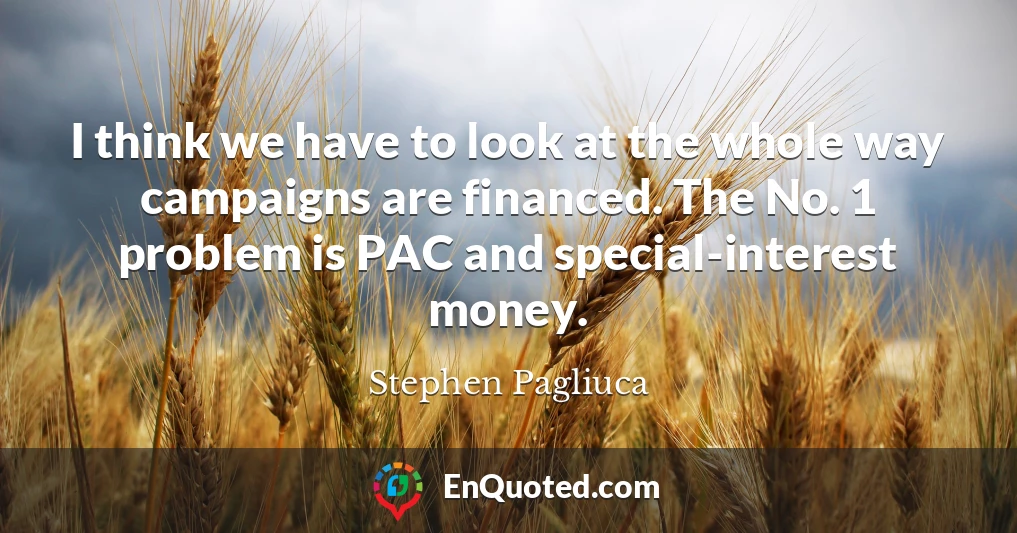 I think we have to look at the whole way campaigns are financed. The No. 1 problem is PAC and special-interest money.