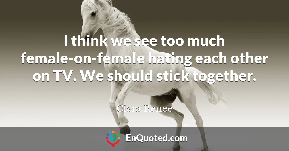 I think we see too much female-on-female hating each other on TV. We should stick together.