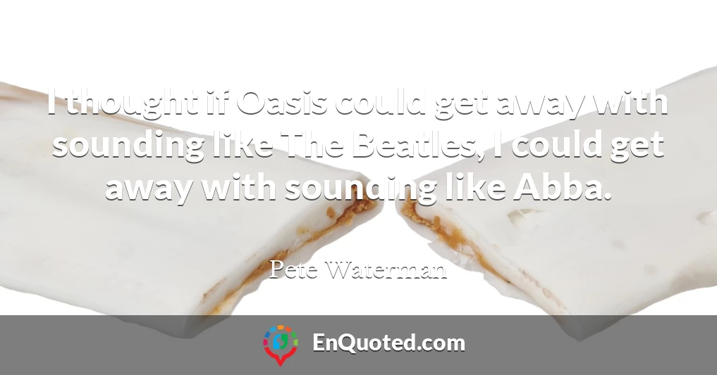 I thought if Oasis could get away with sounding like The Beatles, I could get away with sounding like Abba.