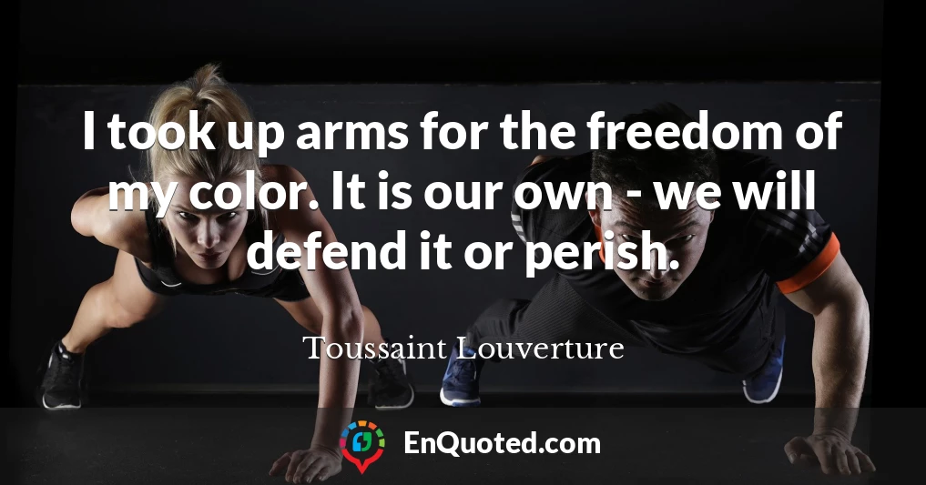 I took up arms for the freedom of my color. It is our own - we will defend it or perish.