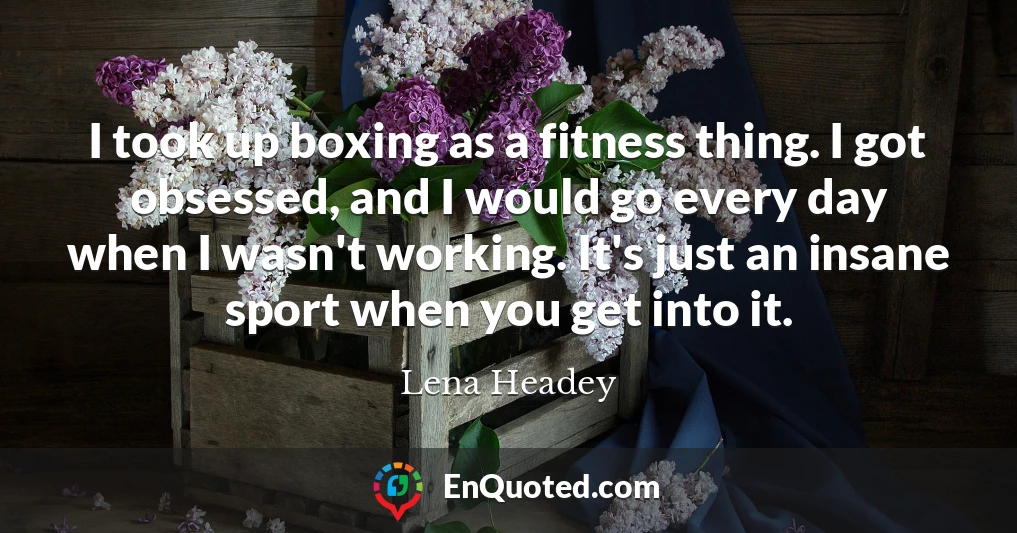 I took up boxing as a fitness thing. I got obsessed, and I would go every day when I wasn't working. It's just an insane sport when you get into it.