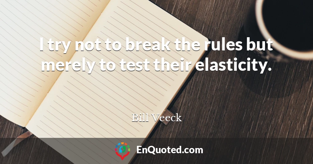 I try not to break the rules but merely to test their elasticity.