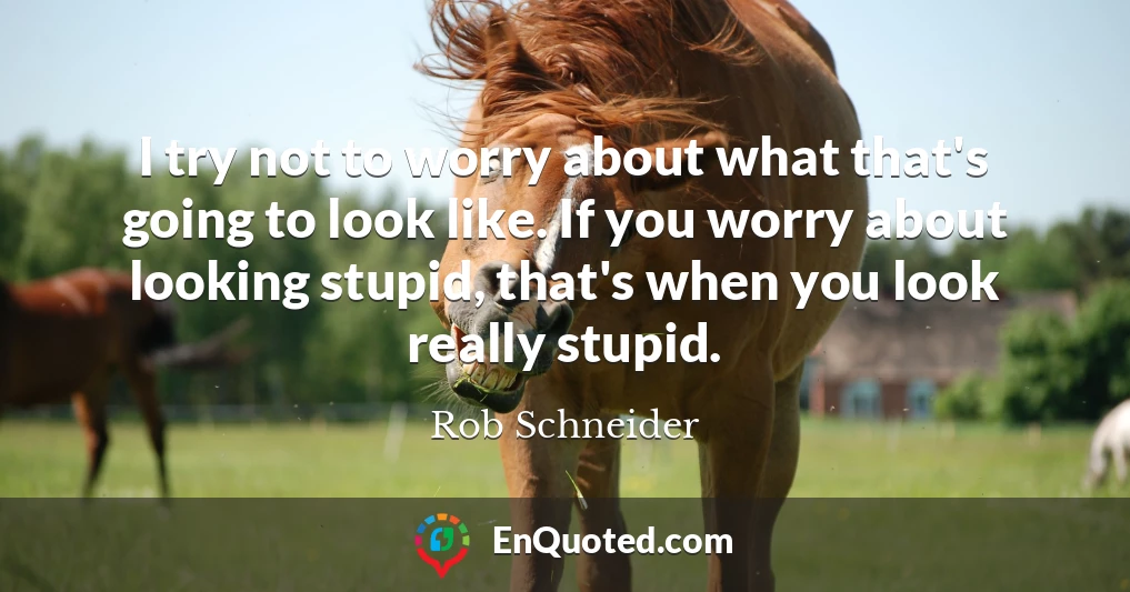 I try not to worry about what that's going to look like. If you worry about looking stupid, that's when you look really stupid.