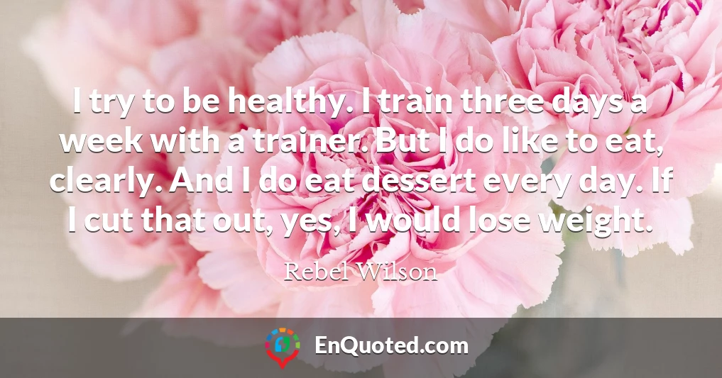 I try to be healthy. I train three days a week with a trainer. But I do like to eat, clearly. And I do eat dessert every day. If I cut that out, yes, I would lose weight.
