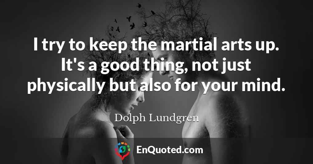 I try to keep the martial arts up. It's a good thing, not just physically but also for your mind.