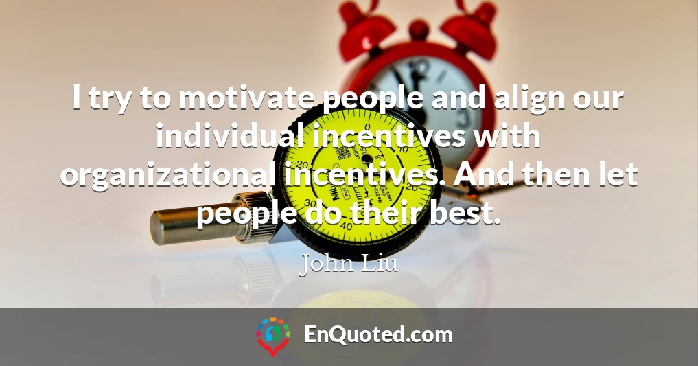 I try to motivate people and align our individual incentives with organizational incentives. And then let people do their best.