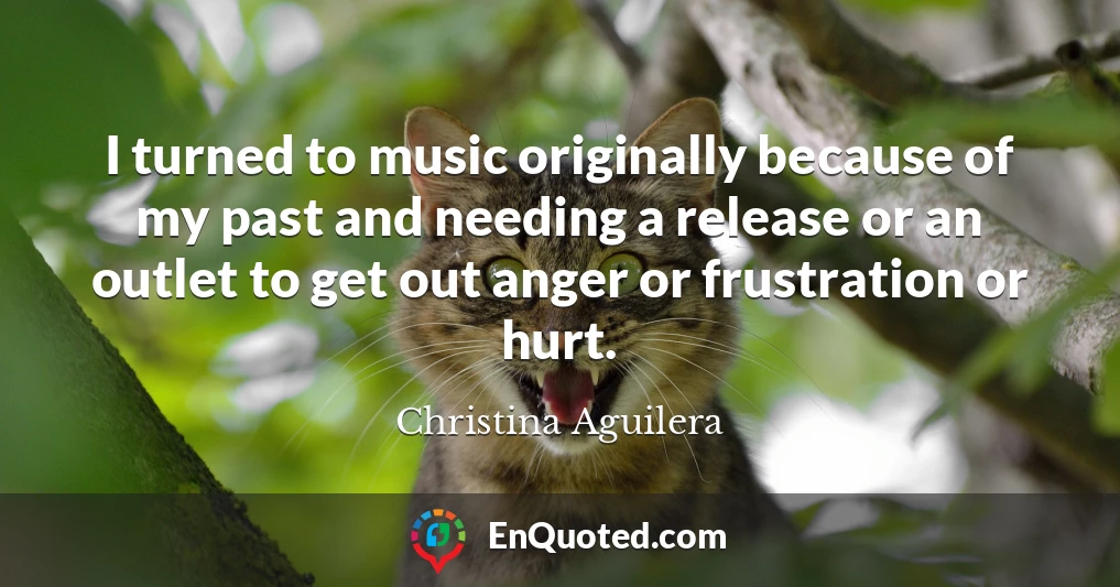 I turned to music originally because of my past and needing a release or an outlet to get out anger or frustration or hurt.