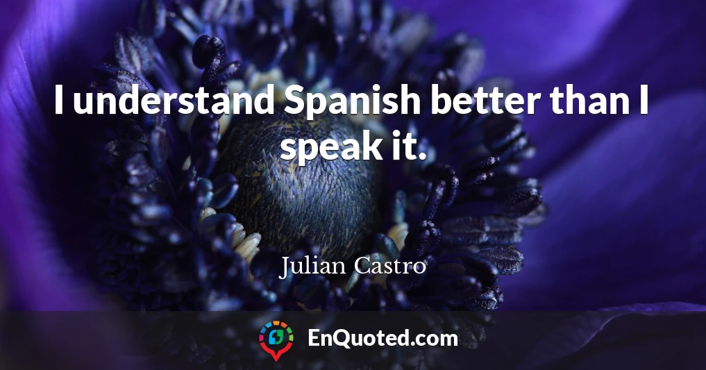 I understand Spanish better than I speak it.