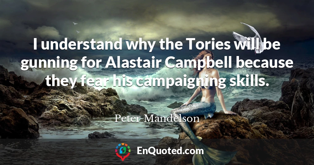 I understand why the Tories will be gunning for Alastair Campbell because they fear his campaigning skills.