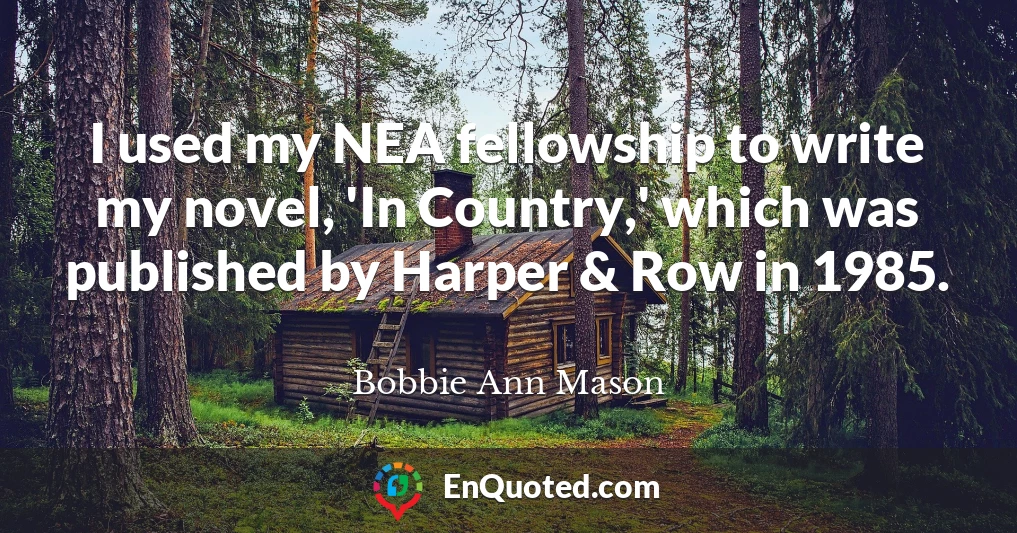 I used my NEA fellowship to write my novel, 'In Country,' which was published by Harper & Row in 1985.