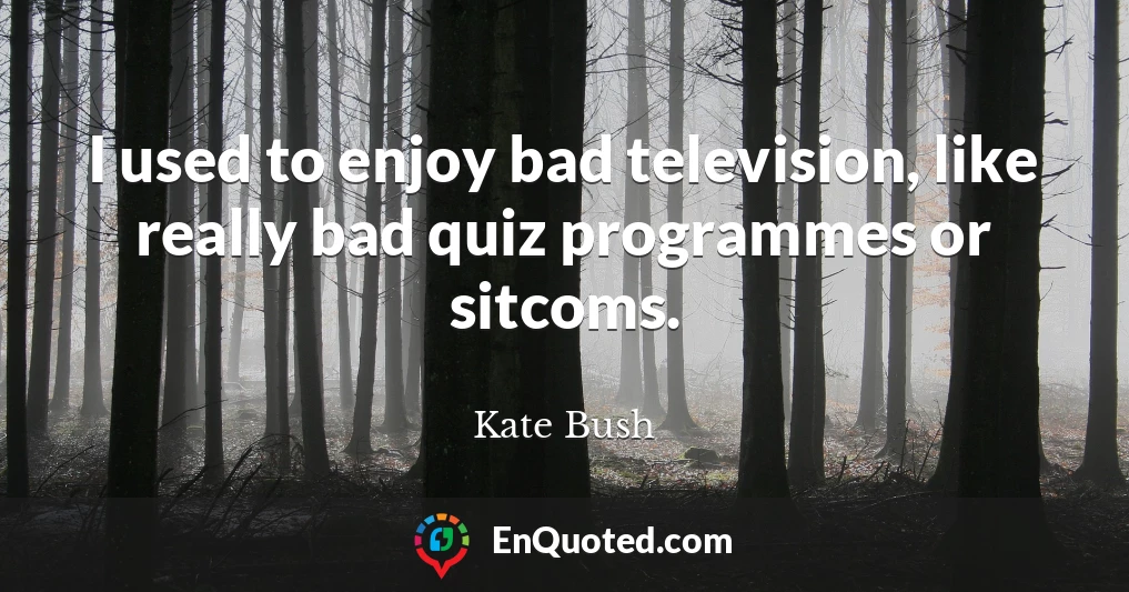 I used to enjoy bad television, like really bad quiz programmes or sitcoms.
