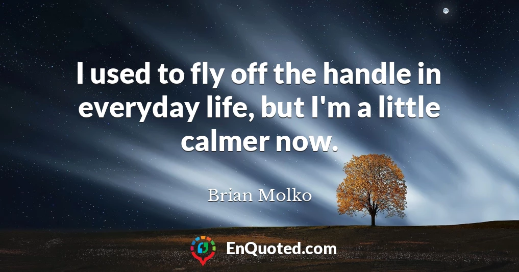 I used to fly off the handle in everyday life, but I'm a little calmer now.