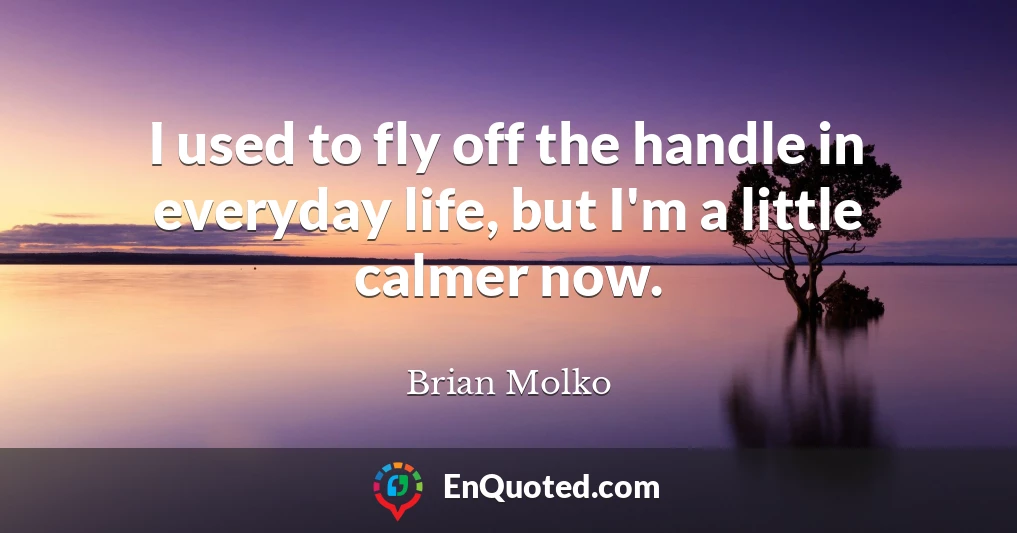 I used to fly off the handle in everyday life, but I'm a little calmer now.