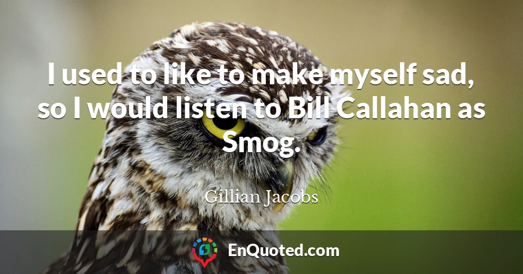 I used to like to make myself sad, so I would listen to Bill Callahan as Smog.