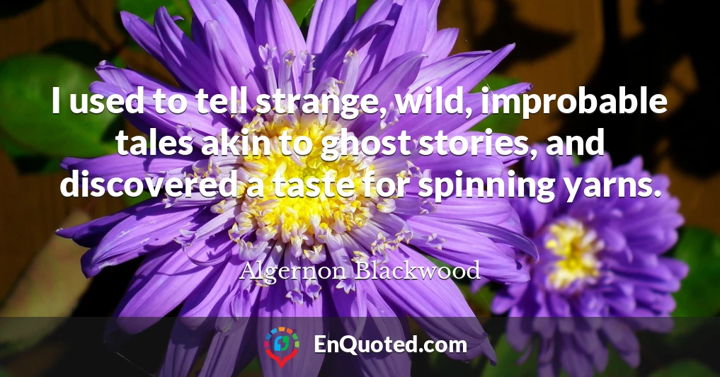 I used to tell strange, wild, improbable tales akin to ghost stories, and discovered a taste for spinning yarns.