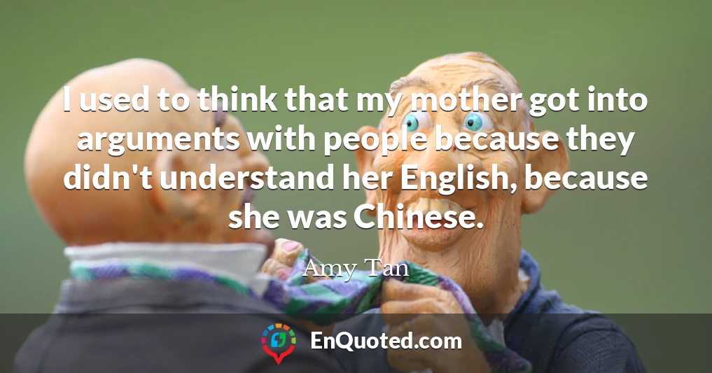 I used to think that my mother got into arguments with people because they didn't understand her English, because she was Chinese.