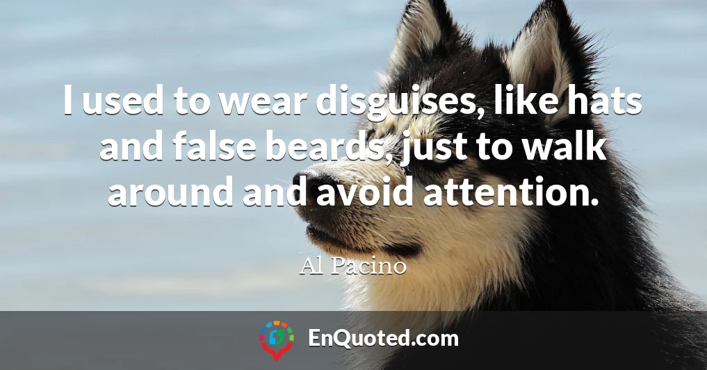 I used to wear disguises, like hats and false beards, just to walk around and avoid attention.