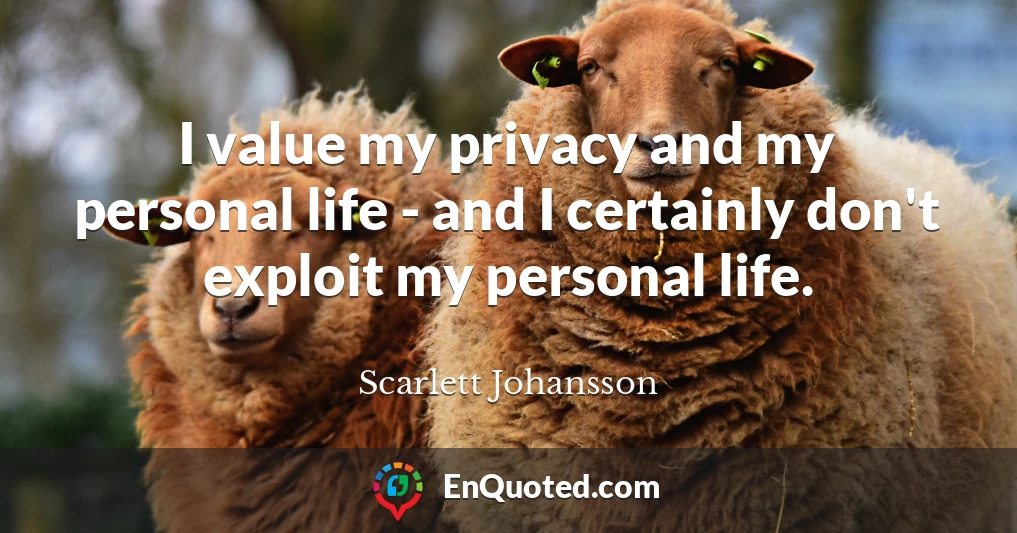 I value my privacy and my personal life - and I certainly don't exploit my personal life.