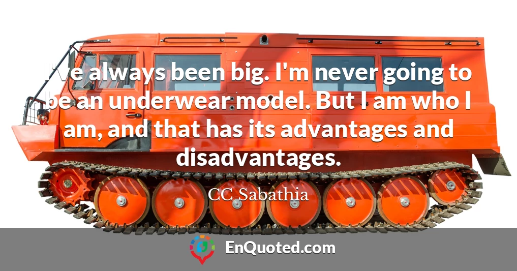 I've always been big. I'm never going to be an underwear model. But I am who I am, and that has its advantages and disadvantages.