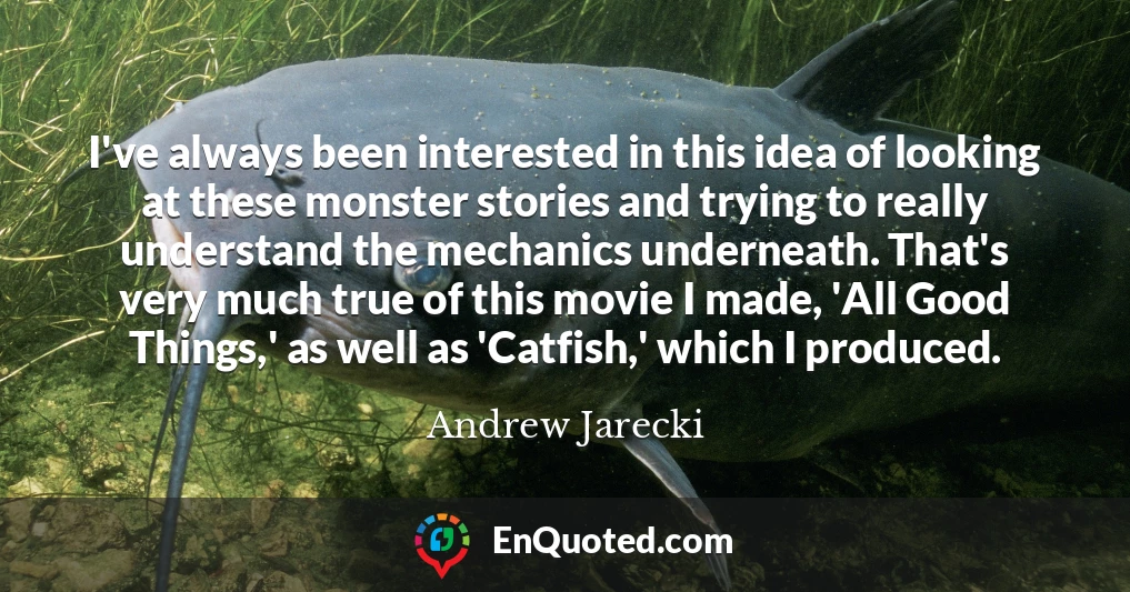 I've always been interested in this idea of looking at these monster stories and trying to really understand the mechanics underneath. That's very much true of this movie I made, 'All Good Things,' as well as 'Catfish,' which I produced.
