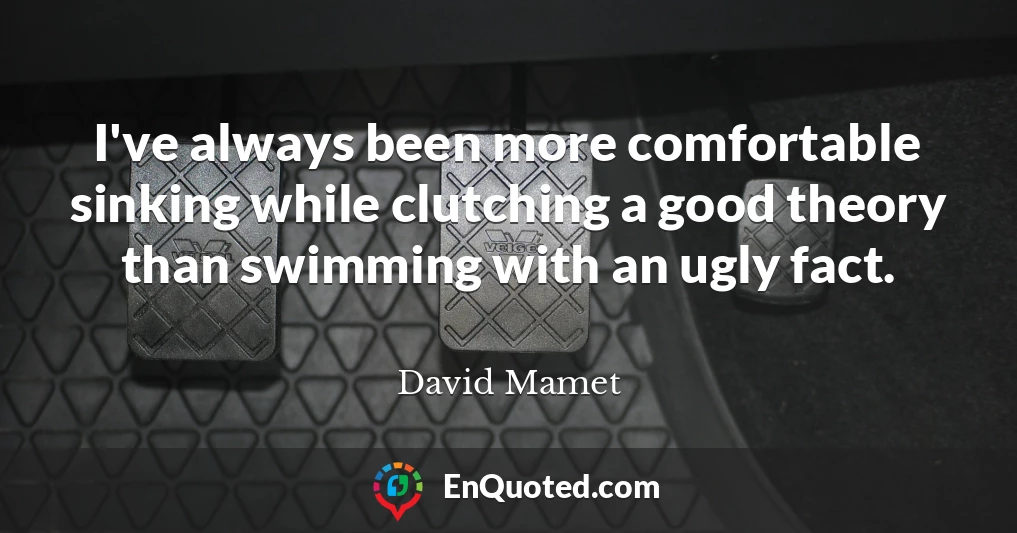 I've always been more comfortable sinking while clutching a good theory than swimming with an ugly fact.