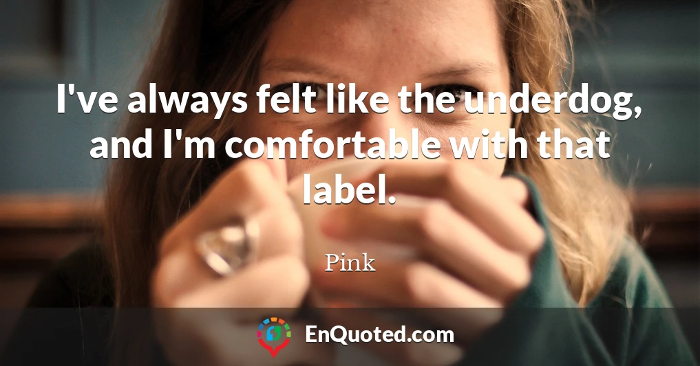 I've always felt like the underdog, and I'm comfortable with that label.