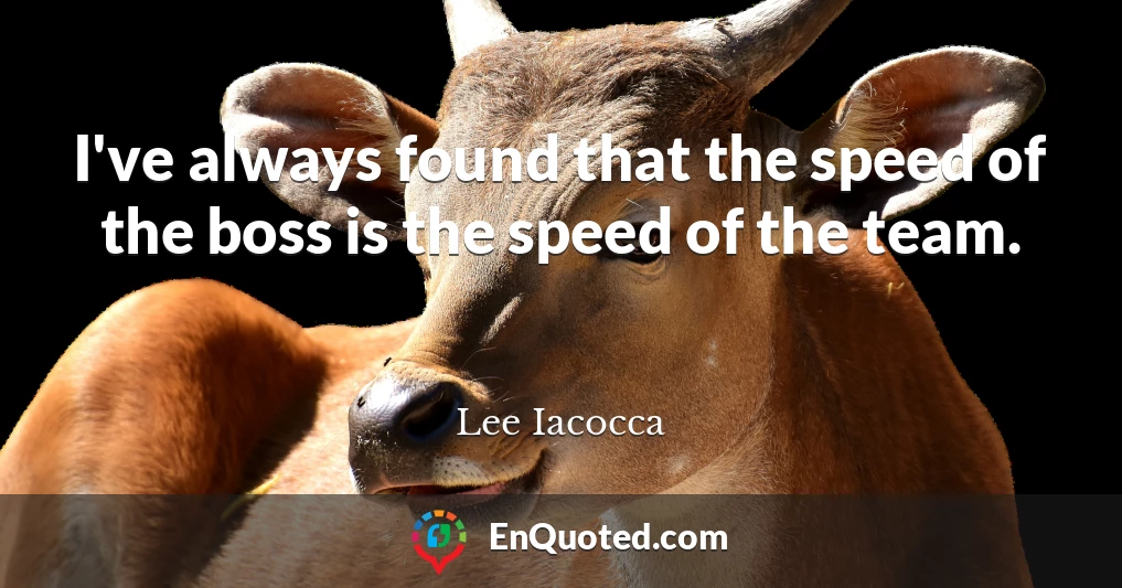 I've always found that the speed of the boss is the speed of the team.