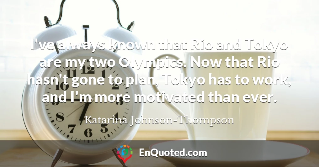 I've always known that Rio and Tokyo are my two Olympics. Now that Rio hasn't gone to plan, Tokyo has to work, and I'm more motivated than ever.