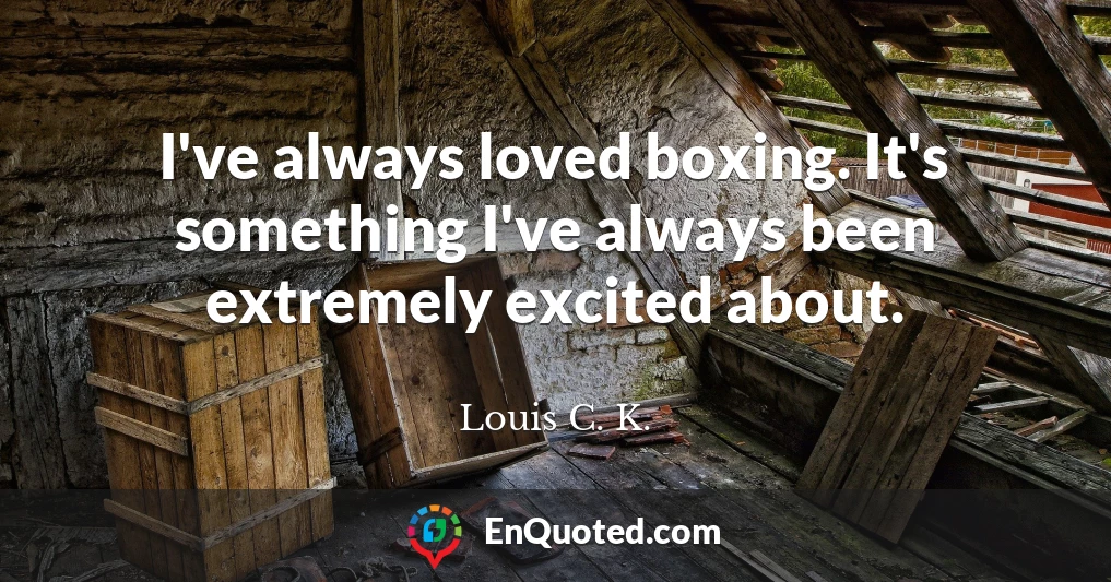 I've always loved boxing. It's something I've always been extremely excited about.