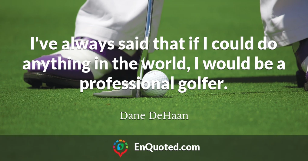 I've always said that if I could do anything in the world, I would be a professional golfer.