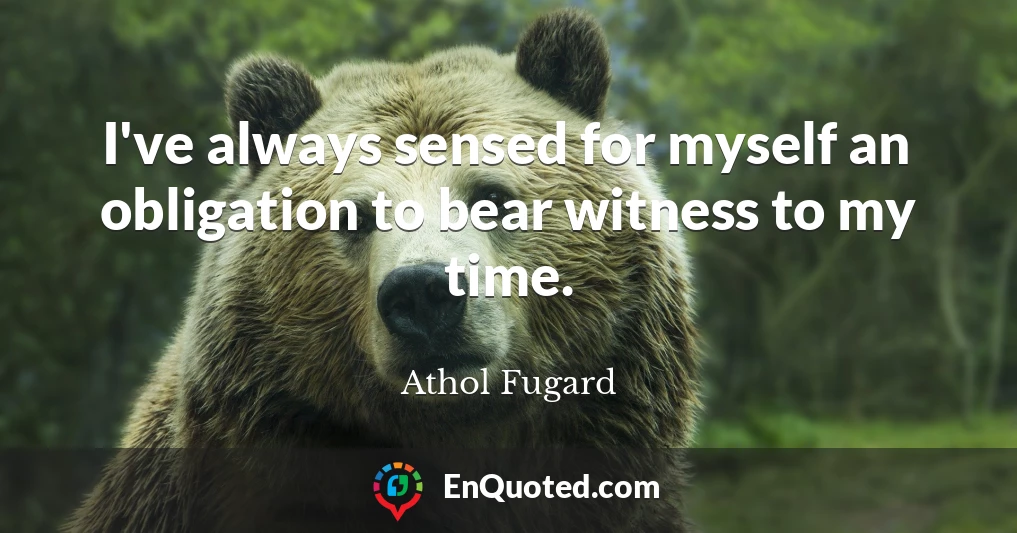 I've always sensed for myself an obligation to bear witness to my time.