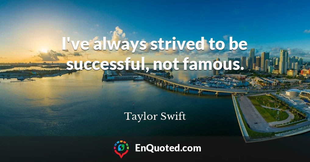 I've always strived to be successful, not famous.