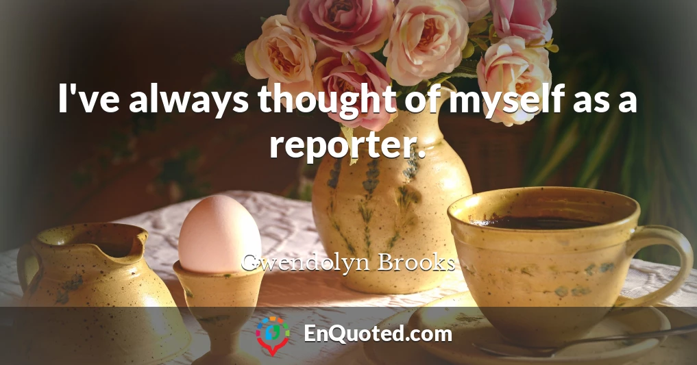 I've always thought of myself as a reporter.