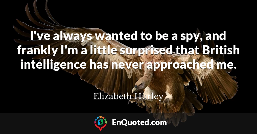 I've always wanted to be a spy, and frankly I'm a little surprised that British intelligence has never approached me.