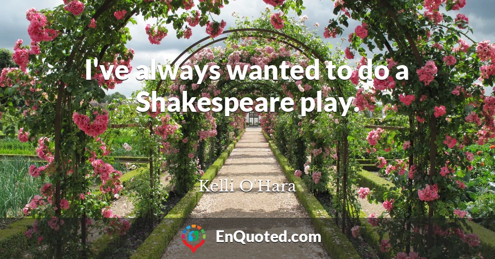 I've always wanted to do a Shakespeare play.