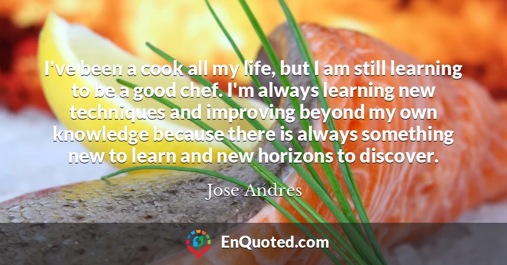 I've been a cook all my life, but I am still learning to be a good chef. I'm always learning new techniques and improving beyond my own knowledge because there is always something new to learn and new horizons to discover.