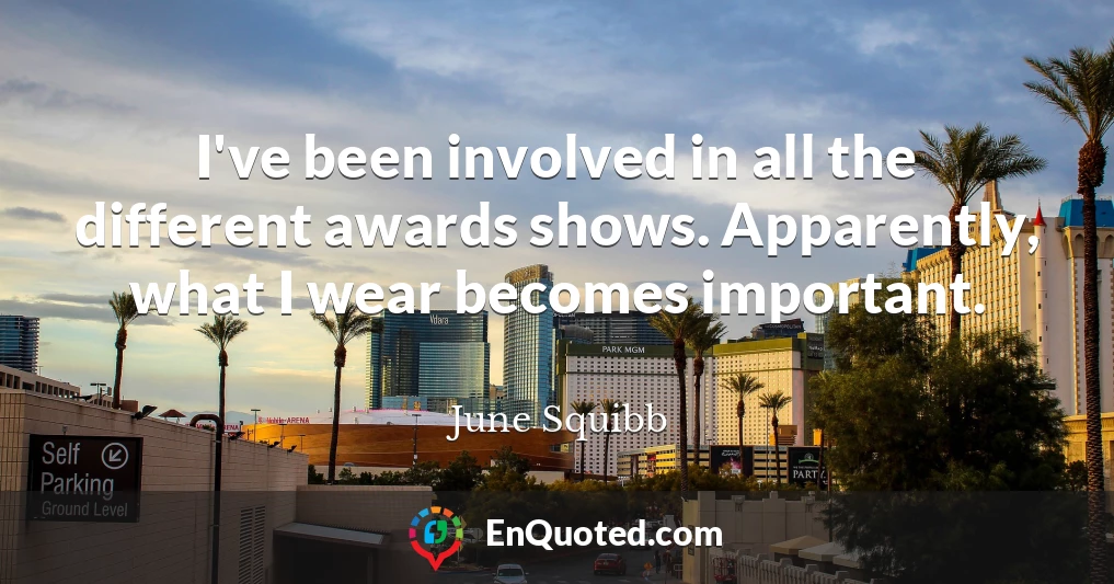 I've been involved in all the different awards shows. Apparently, what I wear becomes important.