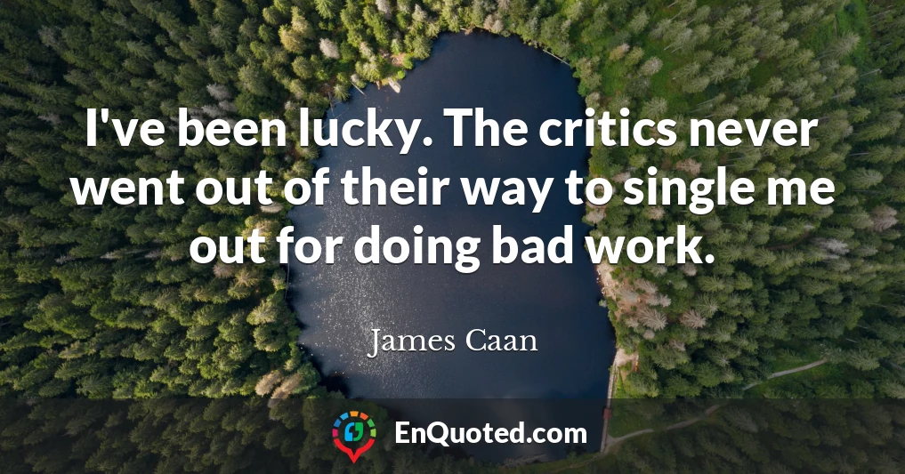 I've been lucky. The critics never went out of their way to single me out for doing bad work.