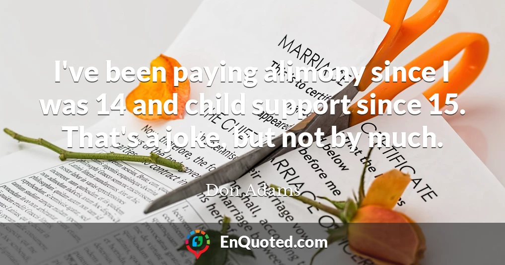 I've been paying alimony since I was 14 and child support since 15. That's a joke, but not by much.