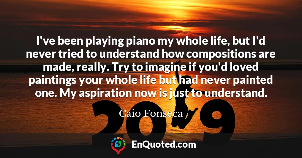 I've been playing piano my whole life, but I'd never tried to understand how compositions are made, really. Try to imagine if you'd loved paintings your whole life but had never painted one. My aspiration now is just to understand.