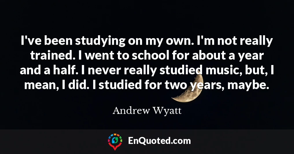 I've been studying on my own. I'm not really trained. I went to school for about a year and a half. I never really studied music, but, I mean, I did. I studied for two years, maybe.