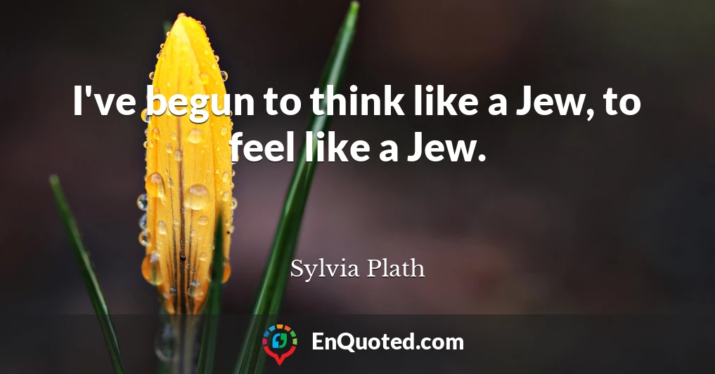 I've begun to think like a Jew, to feel like a Jew.