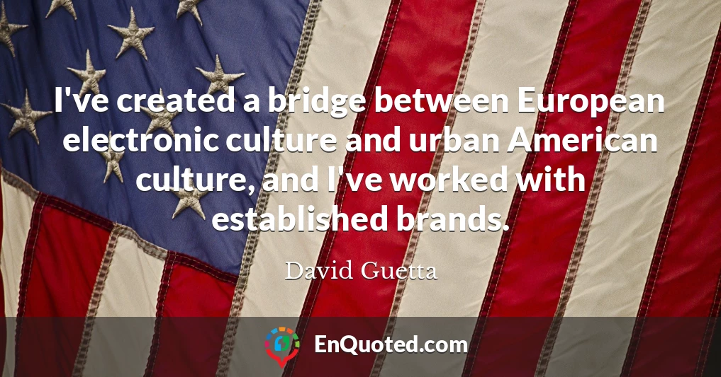 I've created a bridge between European electronic culture and urban American culture, and I've worked with established brands.