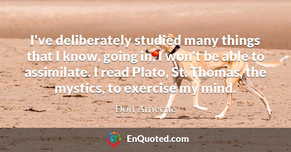 I've deliberately studied many things that I know, going in, I won't be able to assimilate. I read Plato, St. Thomas, the mystics, to exercise my mind.